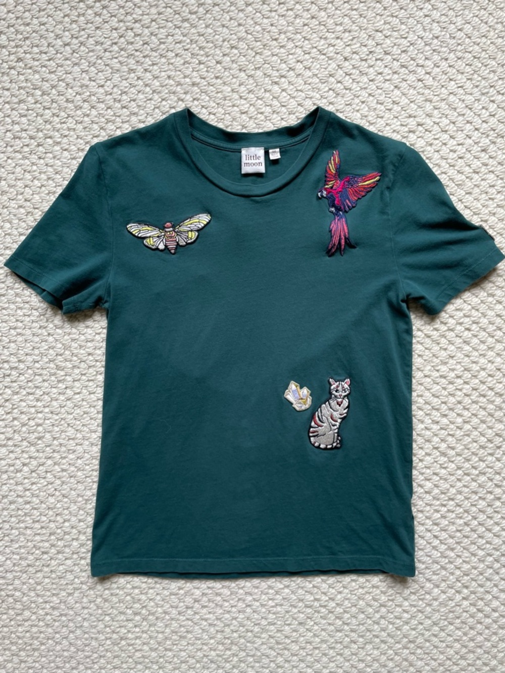 Aritzia Little Moon green cotton t-shirt with patches